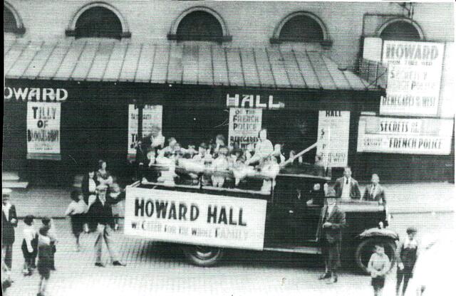 black and white photo of the front of Howard Hall picture house in North Shields