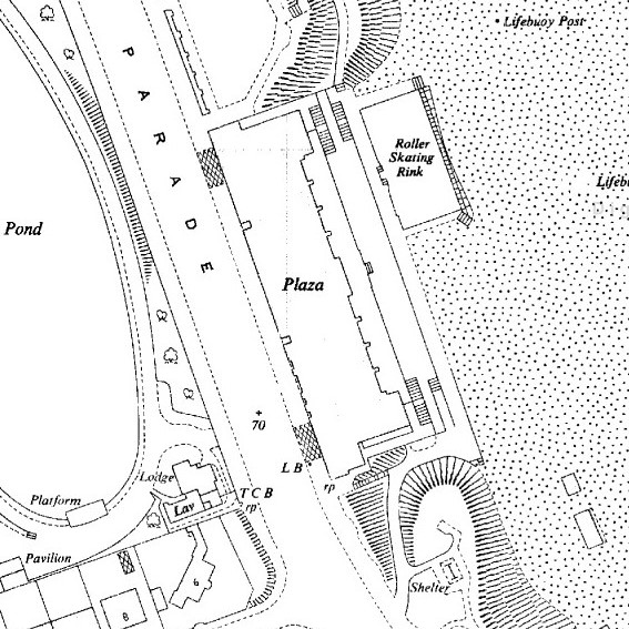 A historic map showing the location of the Plaza and the roller skating rink